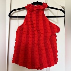 Red Textured Sleeveless Top